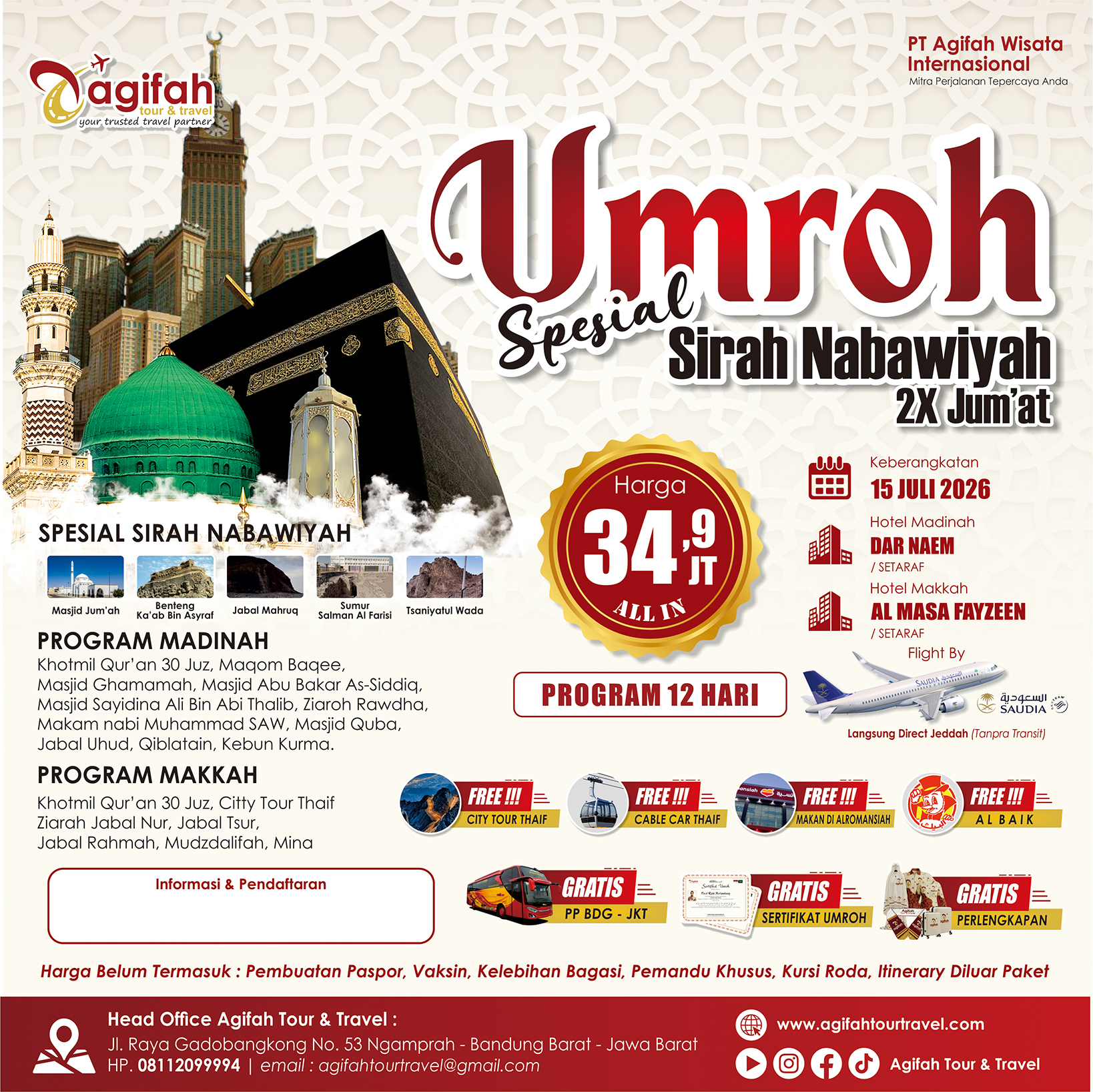 UMROH SPESIAL SIRAH NABAWIYAH PLUS 2X JUM'AT